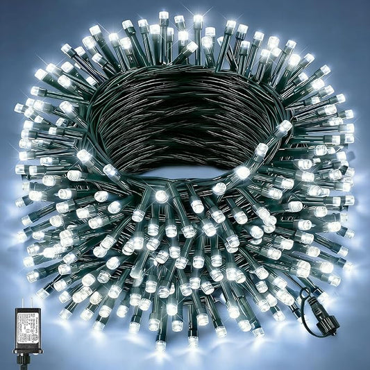 157FT 480 LED Christmas String Lights, Plug in Christmas Lights Outdoor Waterproof, 8 Modes Green Wire StringTwinkle Lights for Indoor Garden Tree Xmas Party Decorations, White