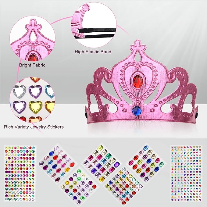 AHIER 23 Pieces Foam Crowns Set, Princess Tiaras Crowns DIY Party Crowns Make Your Crowns With Diamond Sticker