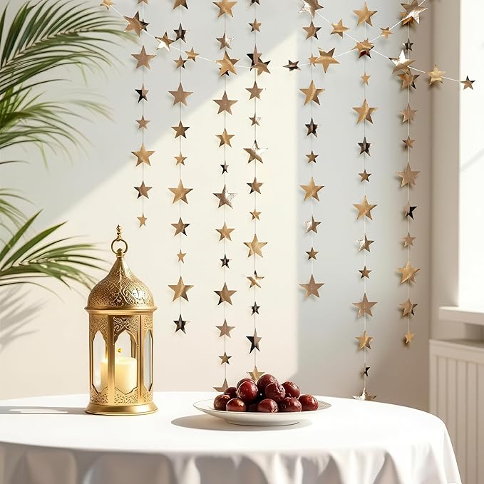Cheerland Champagne Gold Star Garlands Graduation Party Decorations Hanging Paper Stars Streamer Banner for Starry Night Birthday Little Star Bday Wedding Engagment Congrats Grad Decor Supplies
