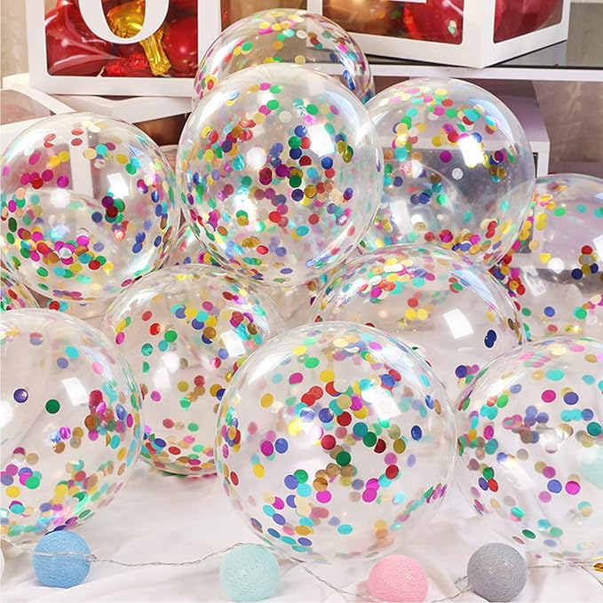 Confetti Balloons 40pack, 12inch Transparent Party Balloons with Colorful Confetti for Graduation Party Wedding Baby Shower Birthday Carnival Party Decoration Supplies…