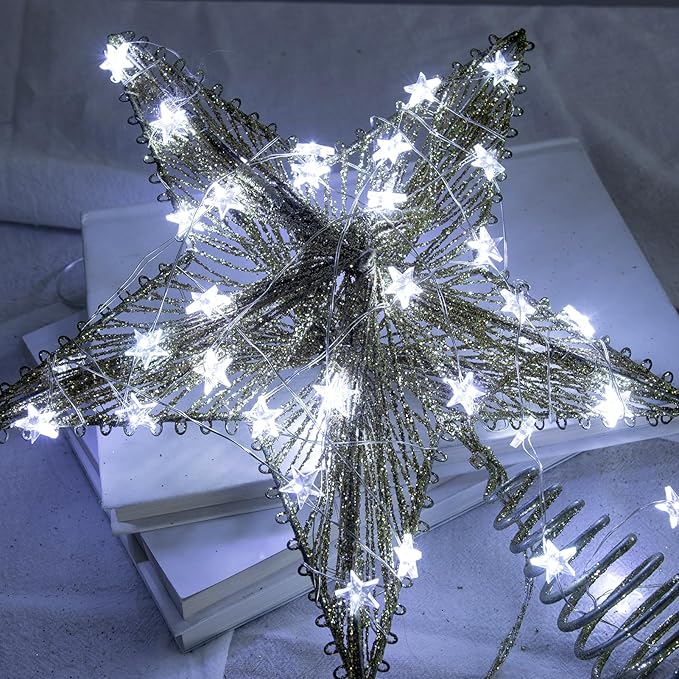 6 Packs 6.6ft 20 LEDs Star Fairy Lights Battery Operated,Mini Star String Lights,Waterproof Twinkle Starry Light for DIY Bottle Table Christmas Ramadan Wedding Halloween Decor,Cool White