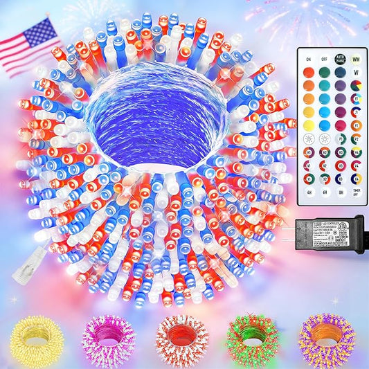Color Changing Christmas Lights, 200 LED 35 Colors String Lights Indoor Outdoor with Remote, Waterproof Connectable Twinkle Lights Plug in for Xmas Tree 4th of July Party Wedding Room Decor