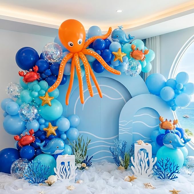RUBFAC 135pcs Light Blue Balloons Different Sizes 18 12 10 5 Inch for Garland Arch, Sky Blue Balloons for Birthday Gender Reveal Baby Shower Party Decoration