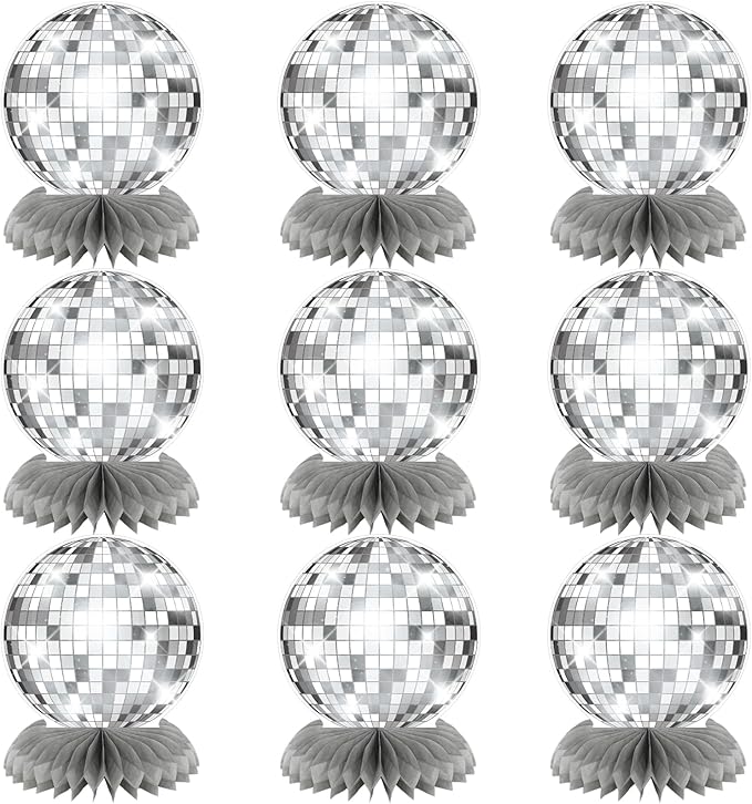 Disco Centerpieces for Tables Silver 70s Party Decorations Flat Disco Ball Décor for Classroom Birthday Wedding (Not Ball)