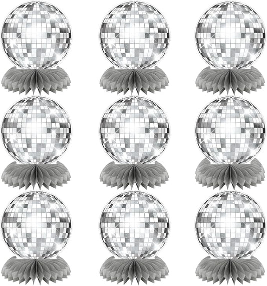 Disco Centerpieces for Tables Silver 70s Party Decorations Flat Disco Ball Décor for Classroom Birthday Wedding (Not Ball)