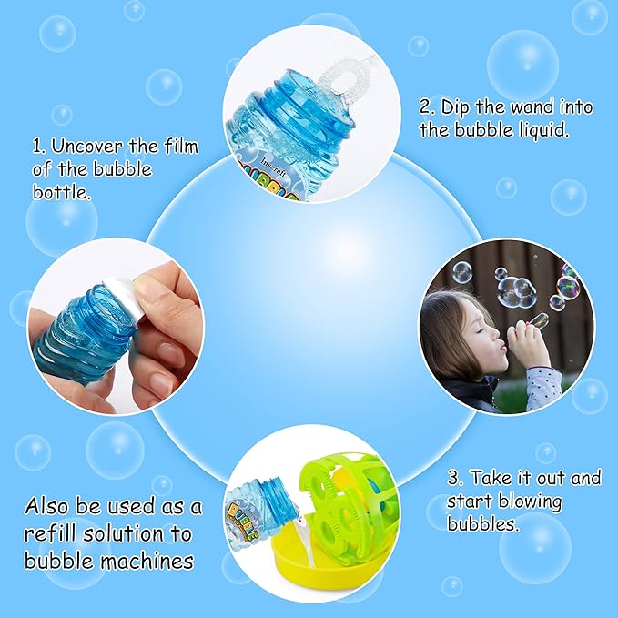 Inscraft 30 PCS Bubble Bottles with Wands Assortment for Kids, 2oz Bubbles Solution Each, Outdoor & Indoor Summer Toy, Weddings, Party Favors, Birthday, Refill for Bubbles Machine Blower