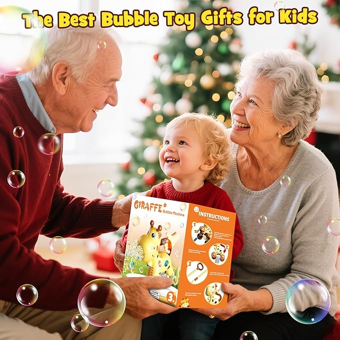 Nicmore Automatic Bubble Machine for Toddler 1-3: Giraffe Bubble Lawn Mover Outdoor Toy for 1 2 3 4 5 Year Old Boy Girl - Push or Handheld Bubble Maker Blower for Age 1-3 Kids Birthday Gifts