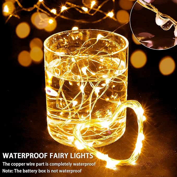 8 Pack Yellow Fairy Lights 7Ft 20 LED Twinkle String Lights 3 Modes Battery Operated Waterproof Firefly Starry for Mason Jar Easter Egg Thanksgiving Christmas Halloween Day Table Centerpieces