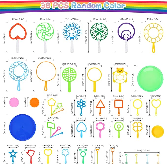 Bubble Wands Set, 38 PCS Large Wands With Tray for Kids, Giant Bubble Makers Bulk for Summer Outdoor Party Favors
