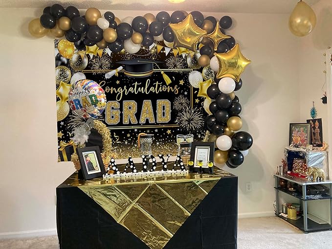Mocsicka Prom Send Off 2026 Backdrop Crown Graduation Prom Night Party Decorations Banner Gold Balck Dancing Send Off Photography Background Photo Booth Supplies (Gold, 10x8ft(120''x96''))