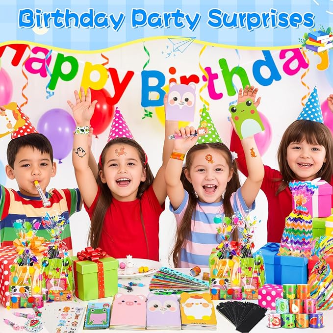 24 Pack Party Favors Classroom Gifts Set with Classic Animal ＆Fruit Designs for Teens, Easter Goodie Bags with Multicolor Pen for Birthday Stuffers Rewards Prizes Party Favors