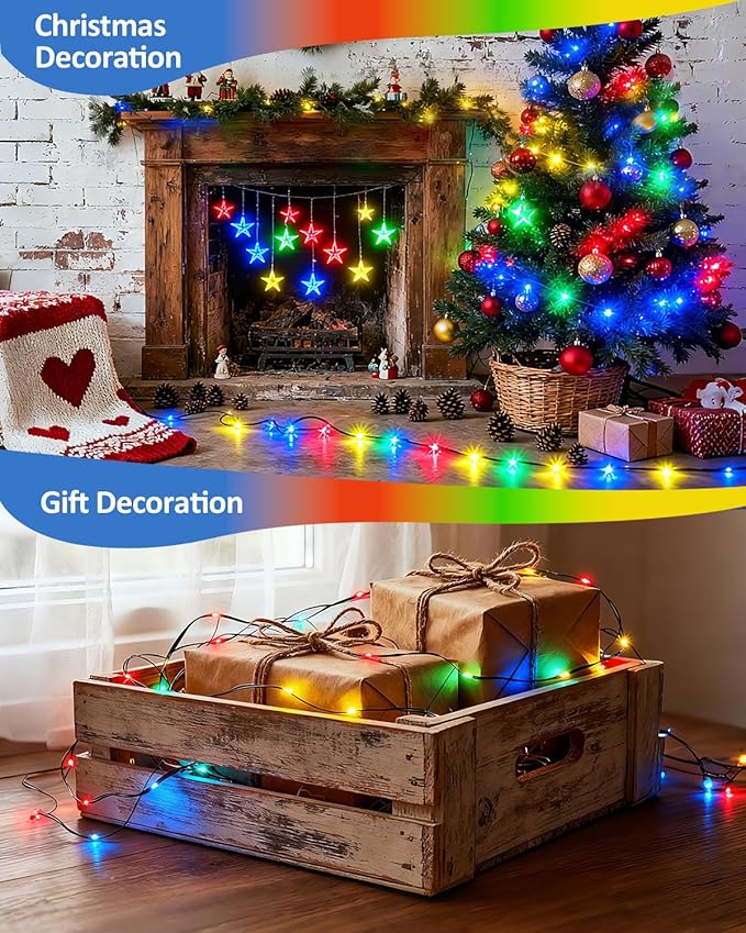 Outdoor String Lights, 328FT 1000 LED Fairy Lights, IP65 Waterproof Outside with Remote, 8 Lighting Modes Dimmable Timer Hanging LED Lamp for Camping Garden Patio Christmas Decor Yard Fence Tree