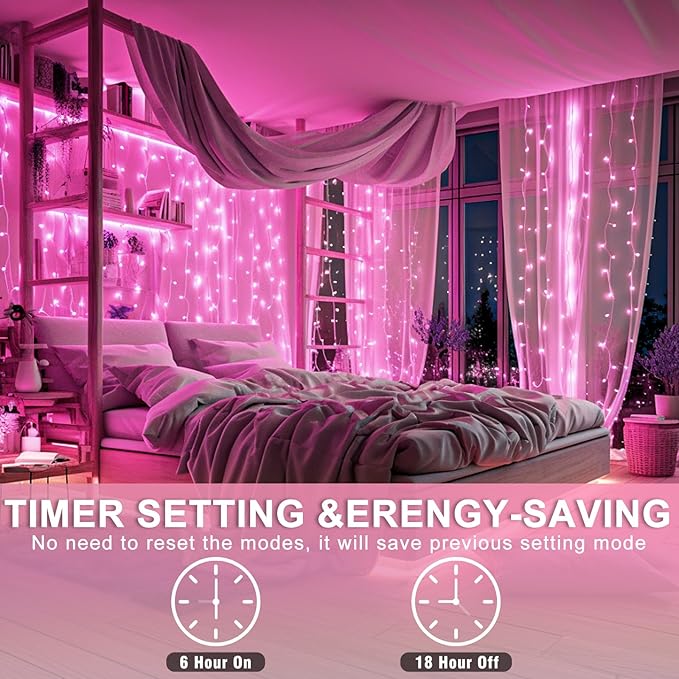 40 FT 120 LED Pink String Lights Indoor, Pink Valentines Day Lights with 8 Modes Clear Wire Waterproof, Plug in Fairy Lights for Bedroom Valentines Day Wedding Holiday Party Tree Decorations