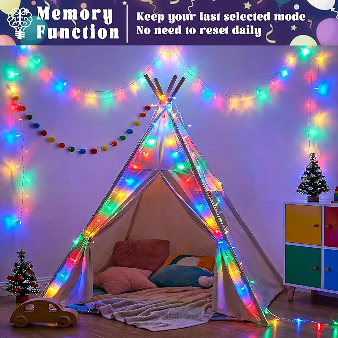 165FT 500 LED Outdoor String Lights, Plug in Christmas Lights Indoor Waterproof, 8 Modes Connectable Fairy Twinkle Lights Clear Wire for Outside Bedroom Patio Garden Party Decorations, Multicolor