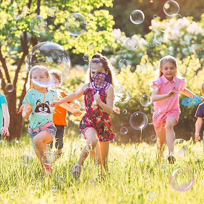 Large Bubble Wands Set with Tray for Kids Toddlers, 12 PCS Plastic Big Giant Bubble Wand Kit Toys Bulk for Summer Outdoor Playtime Activity Party Favors Gifts Birthday Games