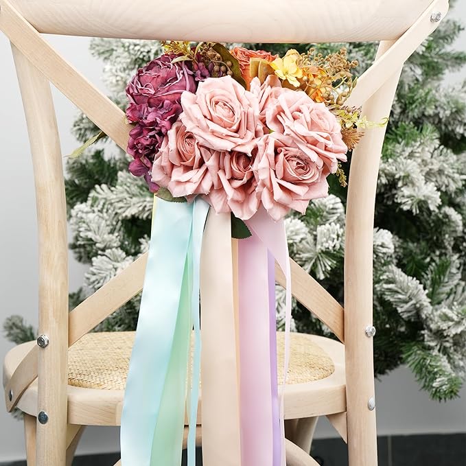 Pastel Ribbon Assortment 1.5 Inch Double Face Satin Ribbon, 6 Rolls 30 Yards Rainbow Colored Ribbon for Garland, Baby Shower, Birthday Party, Wedding, Easter, Christmas, Gift Wrapping