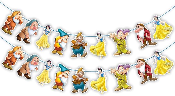 Snow White and The Sevn Dwafs Garland Decoration – Magical Princess Birthday Party Supplies – Colorful and Durable Birthday Garland for Party Decorations – Perfect for Boys and Girls Celebration