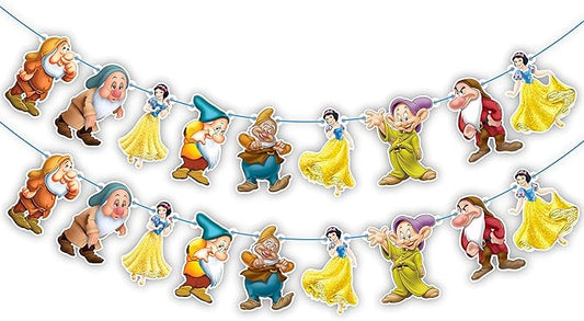 Snow White and The Sevn Dwafs Garland Decoration – Magical Princess Birthday Party Supplies – Colorful and Durable Birthday Garland for Party Decorations – Perfect for Boys and Girls Celebration