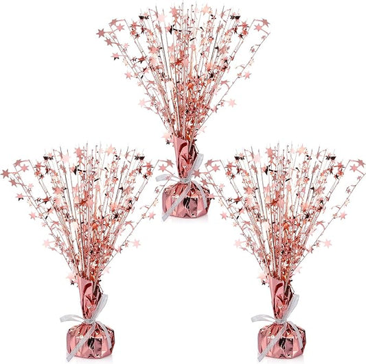 Crowye 3 Pieces Metallic Foil Spray Centerpiece Birthday Table Decoration Star Burst Centerpieces Graduation Table Decor for Birthday 2026 Party Holiday(Rose Gold)