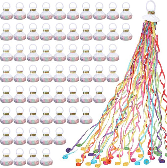 Wettarn 100 Pcs Throw Streamers Confetti Romantic Hand No Mess Streamer Crackers for Christmas Wedding Birthday Party Celebrations Graduation Party Favors(Colorful)