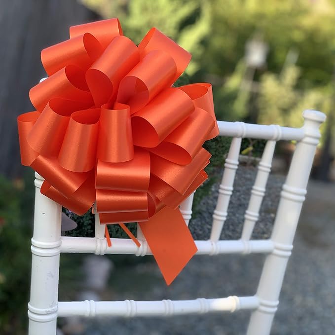 Large Orange Gift Pull Bows - 9" Wide, Set of 6, Easter, Spring, Birthday, Baby Shower, Fundraiser, School Colors, Office, Decoration, Basket, Fall Decor, Autumn, Halloween, Thanksgiving, Christmas