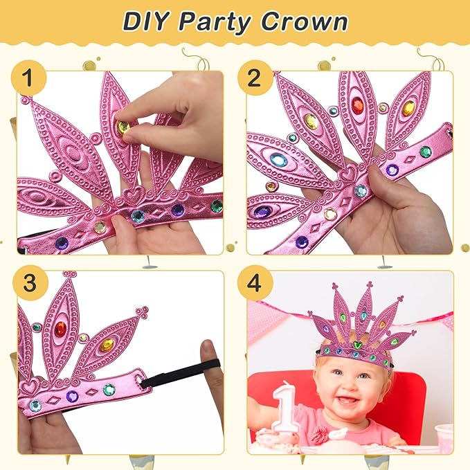 AHIER 23 Pieces Foam Crowns Set, Princess Tiaras Crowns DIY Party Crowns Make Your Crowns With Diamond Sticker