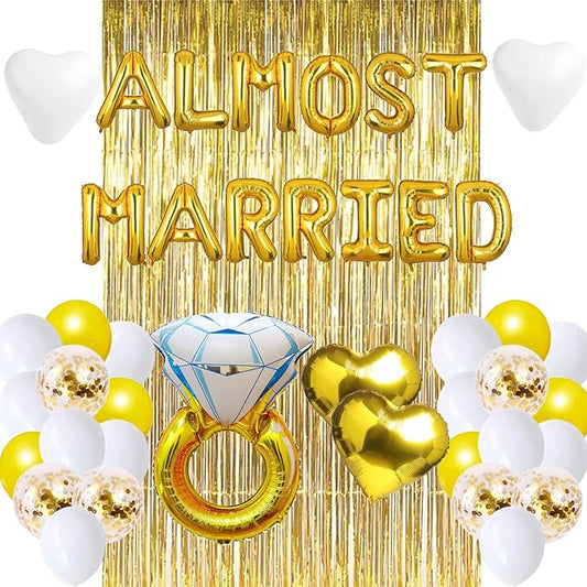 Wedding Rehearsal Dinner Decorations, Almost Married Balloons Backdrop, Wedding Rehearsal Decorations, Engagement Bridal Shower Bachelorette Party Decor Supplies Favors