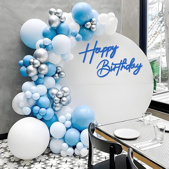 Happy Birthday Sign for Backdrop - Felt Happy Birthday Letter Sign for Balloon Arch Birthday Party Balloon Arch Backdrop Decorations for Birthday Party Baby Shower - Blue