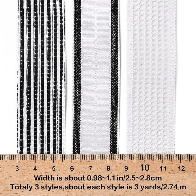 BEEFLYING 3 Styles Wire Edged Ribbons for Gift Wrapping, 25~28mm×2.7m Stripe Satin Ribbons Sheer Ribbons for Wedding Party Decoration Hair Bows Flower Designs Sewing and Craft, 9 Yards