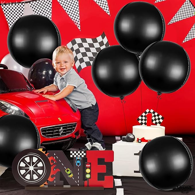 KatchOn, Black Balloons - 22 Inch, Pack of 6 | Black Foil Balloons, 4D Metallic Balloon for Graduation Decorations 2026 | Graduation Balloon for Black Birthday Decorations, Prom Decorations 2026