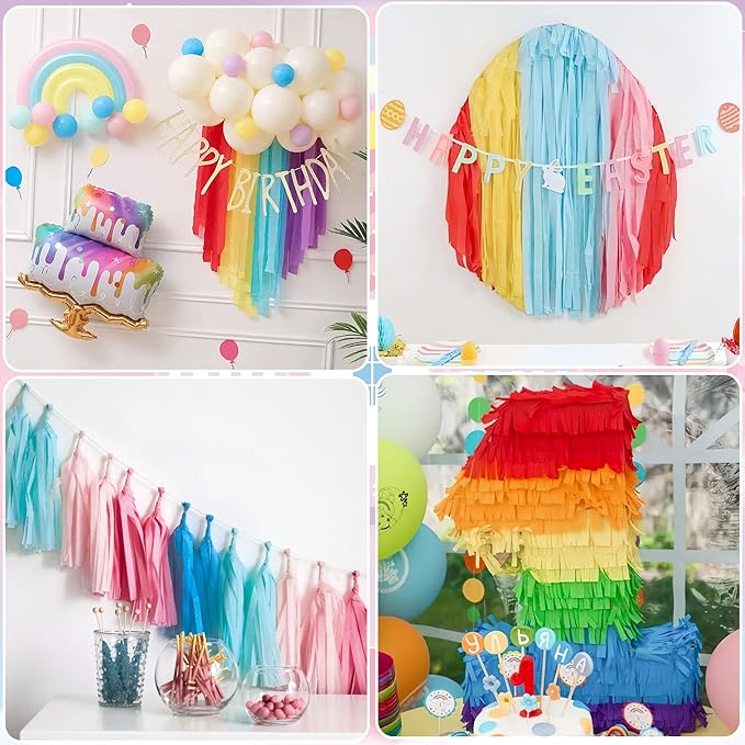 Crepe Paper Streamers 12 Rolls, 1.8" x 82' Each, Pastel Rainbow Streamers Party Supplies for Birthday Baby Shower Bachelorette Party Bridal Shower Wedding Graduation Decorations, DIY Crafts