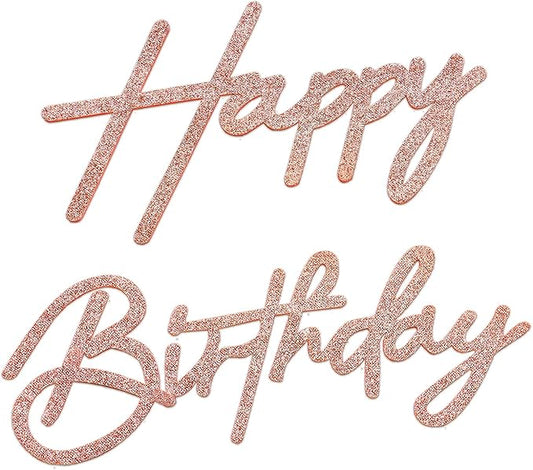 Rose Gold Happy Birthday Sign for Arch Backdrop - Glitter Happy Birthday Letters Felt Signs for Balloon Arch Party Backdrop Wall Decorations Remove Large Logo for Birthday Baby Shower