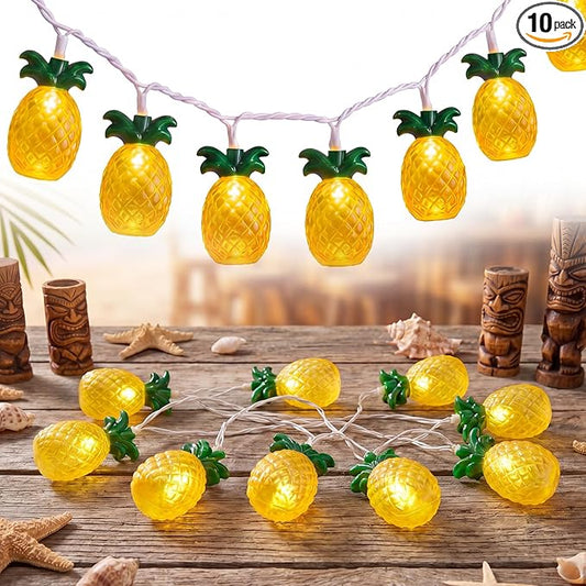 GOOTHY Pineapple String Lights, 8.5Ft Tropical Beach Themed Party Decorations Patio String Lights with 10 Pineapple Lights for Outdoor Home Summer Party Camping Bars Hawaiian Theme Wedding Decor