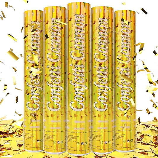 Tamodan 5 Packs Confetti Poppers,12 inch Confetti Cannon,Gold Party Poppers Confetti Shooters for New Year's Eve, Christmas, Birthday,Wedding, Graduationand Any Celebrations.