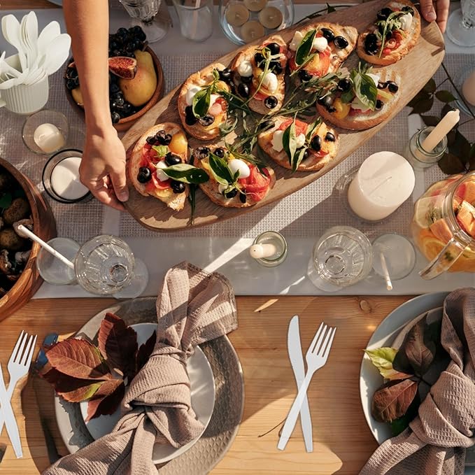 heavy duty 200 knives, 100% Compostable disposable utensils, Eco Friendly Silverware for Party, Wedding, Office, BBQ, Picnic