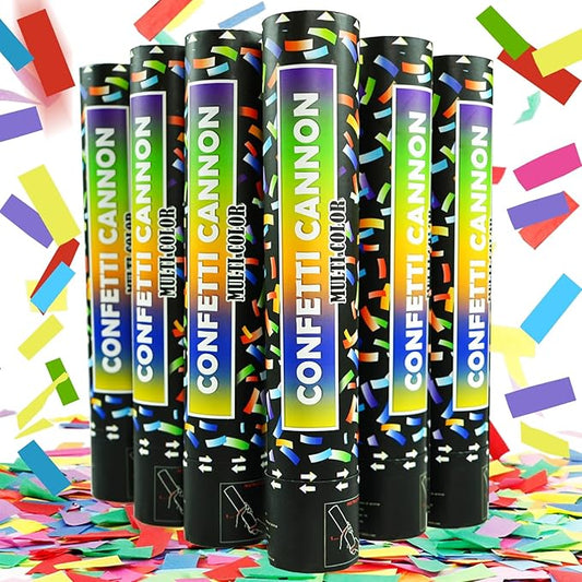 Biodegradable Confetti Cannon 6 Pack Multicolor Party Popper Shooters,12 Inch Large Confetti Cannon for Wedding Celebration Birthday Celebration Baby Shower Decorations Christmas New Year Graduation