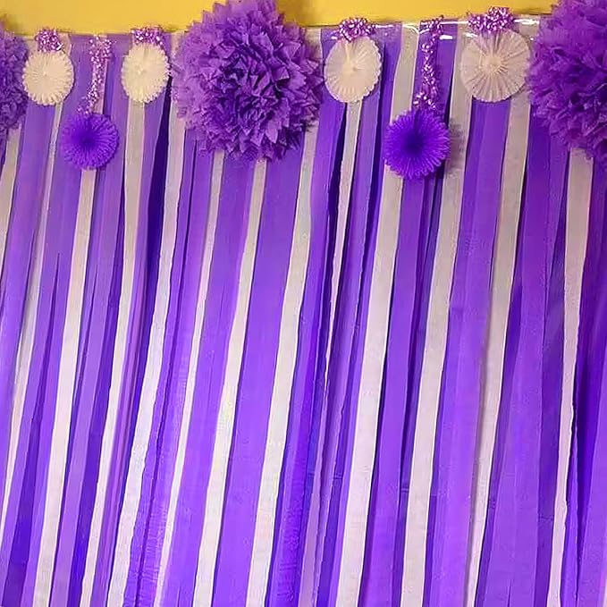 FOONEA Crepe Paper Streamers - 4 Rolls 328ft Purple Crepe Paper for Party, Wedding, Birthday & Baby Shower Decorations