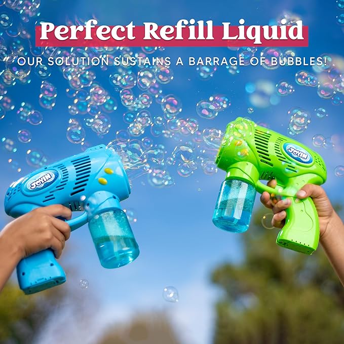 JOYIN 2 Bottles Bubbles Refill Solutions 64 oz (up to 5 Gallon), Concentrated Solution for Bubble Machine, Gun, Wand Refill Fluid Summer, Easter Toys (Red+Purple)