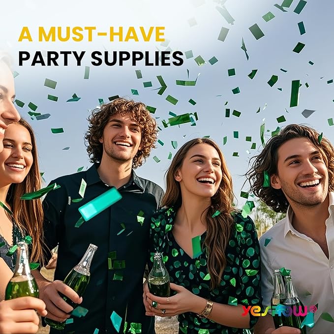 Confetti Cannon Poppers Green, Green Mylar Confetti Party Poppers for Graduation, Birthday Party, Nature Party Christmas Eve and New Year Celebration St. Patrick's Day - 6 PACK
