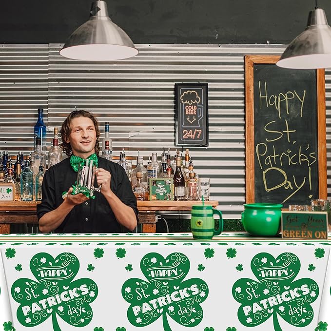 OHOME St. Patrick's Day Tablecloth - Shamrock Decorations, 54" X 108", 2 Pack
