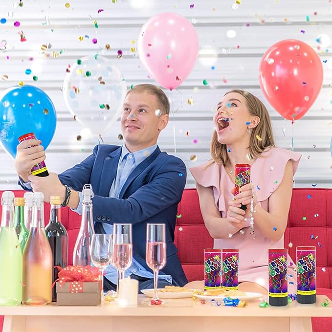 12 PCS Confetti Poppers Cannons for Wedding Birthday Graduation Baby Shower Fun Party Supplies Decorations and Favors