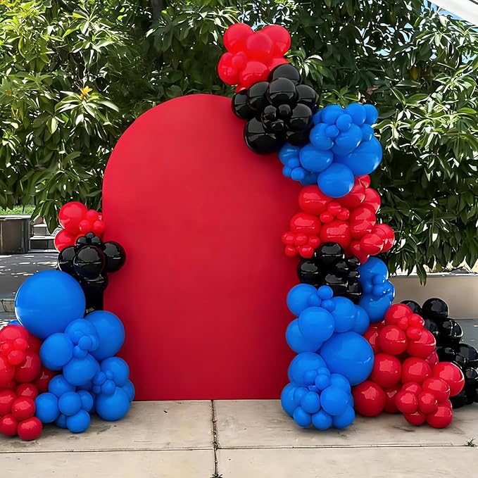 Red Blue and Silver Balloon Arch Garland Kit, Black Red Blue Confetti Silver Balloons for Man Boys Kids Baby Shower Birthday Graduation Party Decorations