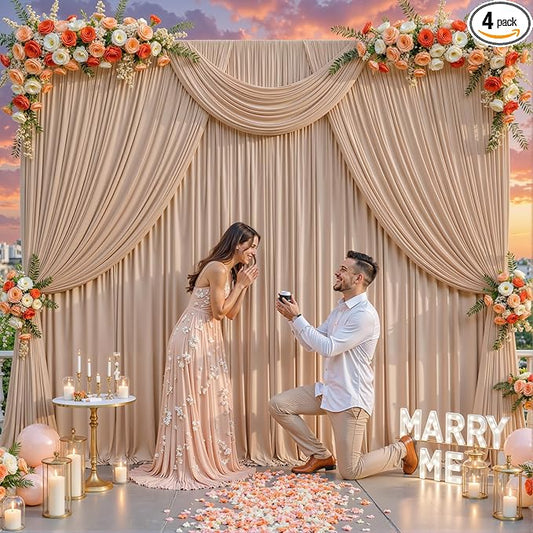 20ft x 10ft Wrinkle Free Nude Wedding Backdrop Curtains for Party Bridal Shower Reception Decorations Nude Fabric Curtain Backdrops Drapes for Photography Baby Shower Birthday Background