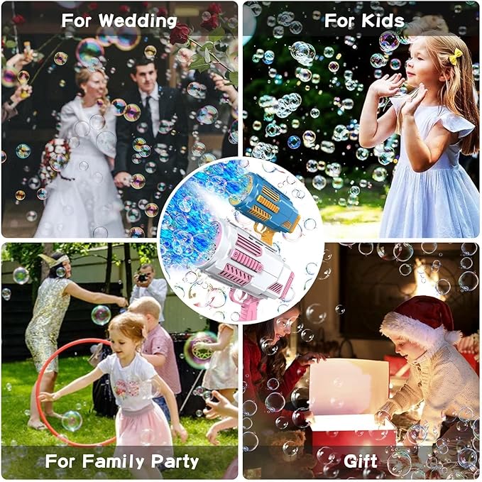 Bubble Machine Automatic Bubble Gun, Summer Beach Bubbles Blower Outdoor Kids Toys for Boy Girl Age 3 4 5 6 7 8 9 10 11 12 Year Old, Birthday Wedding Party Christmas Favors(No Dip)