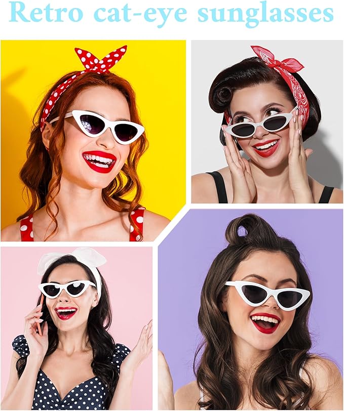 PLULON Vintage Narrow Cat Eye Sunglasses Women Men Sun Glasses Retro Cateye Boys Girls Birthday Summer Beach Pool Party