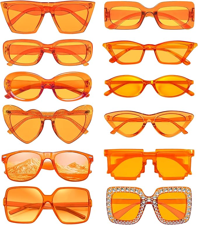 SUNOVELTIES 12 Mixed Style Sunglasses Classic Retro Party Favors Eyewear Costume Accessories Bulk Glasses for Unisex Adult
