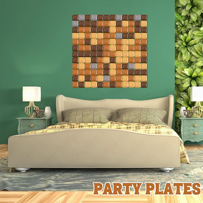FoldTier 120 Pieces Brown Party Theme Decorations Square Paper Plates Birthday Party Cake Dessert Plates(Brown, 7 Inch)