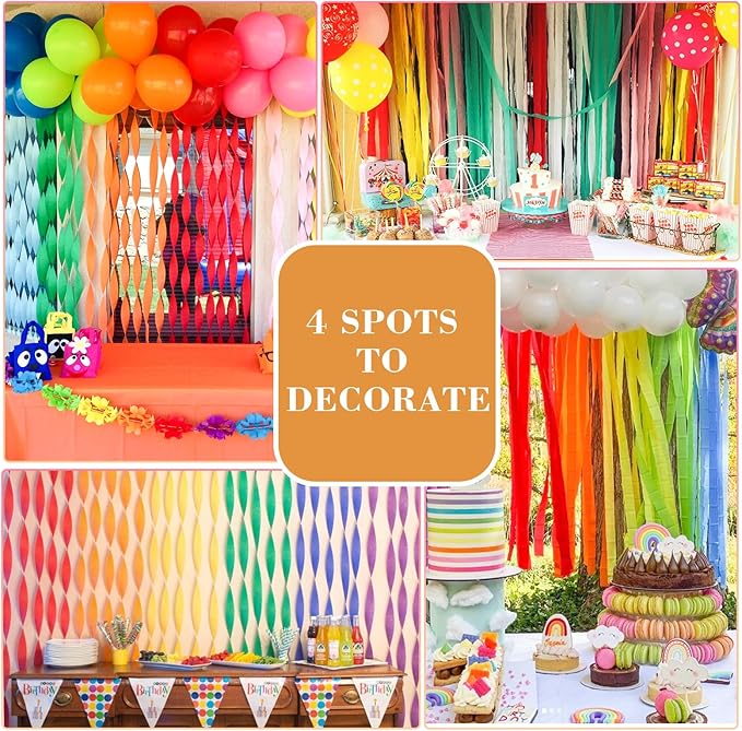 Green Crepe Paper Streamers 4Rolls 328ft,Crepe Paper Streamers for Party Decorations Wedding Decorations, Birthday Decorations, Baby Shower Christmas Annivesary Decors DIY (1.8 Inch x 82 Ft/Roll)