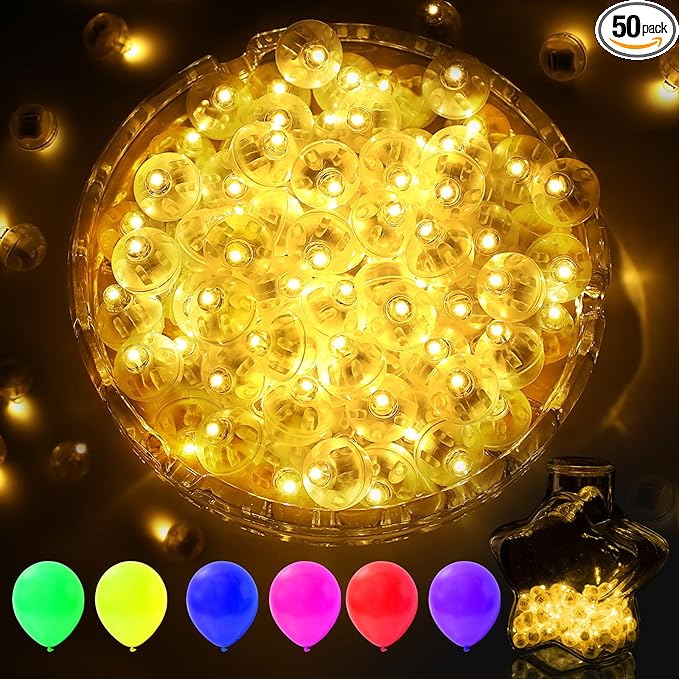 AIKEI 50pcs LED Balloon Lights,Mini Balls Lights Waterproof Mini Led Light for Paper Lantern Halloween Christmas Birthday Party Decoration for Indoor Outdoor Warm White