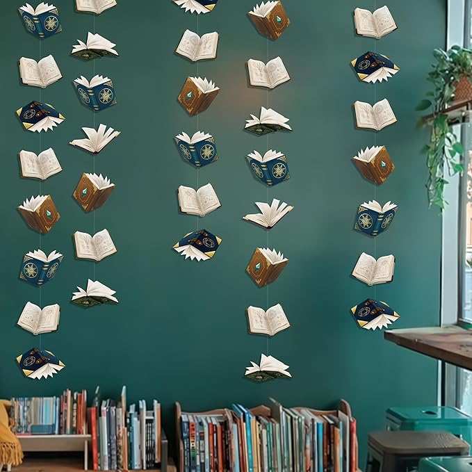 Cheerland Book Party Decorations Book Themed Party Decorations Floating Spell Magic Theme Magic Wizard Birthday Fairytale Flying Magical Garland Hanging Decor Witchcraft Banner Pack of 6